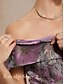 abordables Robe Fleurie-Femmes Robe maxi Robe ajustée et évasée Robe à épaules dénudées Élégant Soirée Jacquard Métallique Coupe régulière Fleuri Sans manches Épaules Dénudées Violet