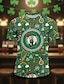 abordables T-shirts de la Saint-Patrick-T-shirt à manches courtes pour homme de la Saint Patrick léprechaun d'Irlande T-shirt graphique shamrock irlandais impression 3D col ras du cou haut de la Saint Paddy