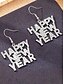 abordables Boucle d&amp;#39;oreille pour femme-Boucles d'oreilles « Bonne année » en alliage pour femmes – strass étincelants, multicolores, parfaites pour les fêtes et les occasions spéciales