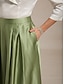 abordables Jupes unies-Femmes Jupes en satin Élégant Maxi Taille Moyenne Jupes Micro-Élastique Cocktail Invité de mariage Vert mousse Été