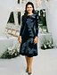 economico Lunghezza alla caviglia-Abito in velluto fino alla caviglia in stile Sheath Column Abito da ballo Abito da festa Abito per la madre della sposa maniche lunghe scollo rotondo elegante vintage festa con ricami