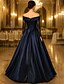 voordelige A-Lijn Avondjurken-A-Lijn Vloer lengte Formele Jurken Avondjurk Quinceanera Jurken Elegante Feest Lange Mouw Off-Schouder Avondfeest Bruiloft met Plissees Beading