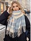 abordables Bufandas de mujer-Bufanda de poliéster de lana sintética para mujer, diseño a cuadros, varios colores, perfecta para invierno y ropa informal.