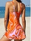 preiswerte Tankinis-Damen Badeanzug Tankini Rock Bademode Halter Elegant Urlaub Blumen Grafik Ärmellos Badeanzüge