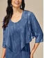 cheap Floral Blouses-Women's Shrugs Elegant Cowl Neck Regular Tops Wedgewood Summer Spring