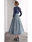 preiswerte Knöchellänge-A-Linie Knöchellänge Perlenbestickt Hemdblusenkleid Partykleid Brautmutterkleid Langarm Hemdkragen Hoher Ausschnitt Elegant Glitzern Hoher Schlitz Formell Hochzeitsgast Satin mit Glitzer Schlitz