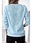 billige Stribede og geometriske hættetrøjer-Dame Pullover sweatshirt Sweatshirts med lynlås Lynlås Trykt mønster Blomstret Grafisk Paisley Mode Afslappet Langærmet Rund hals Almindelige toppe Afslappet Gade Hverdag Gul Lyserød Lys Lilla Lyseblå
