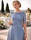 voordelige Thee Lengte-A-lijn Tot de knie Feestjurk Cocktail jurk Bruiloft gast jurk Moeder van de bruid jurk Halve mouw Ronde hals Elegant Petite Bruiloft gast Cocktailparty Bruiloft Chiffon met Plooien Effen kleur