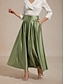 abordables Jupes unies-Femmes Jupes en satin Élégant Maxi Taille Moyenne Jupes Micro-Élastique Cocktail Invité de mariage Vert mousse Été