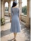 baratos Comprimento do chá-Vestido de festa até o comprimento do chá em forma de coluna vestido de coquetel vestido de convidada de casamento vestido da mãe da noiva elegante vintage simples convidada de casamento com renda em
