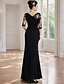 abordables Longueur du plancher-Fourreau Colonne Longueur au sol Robe d'invité de mariage Robe de Cérémonie Robe de soirée Robe de Mère de Mariée  Demi Manches Bijoux Élégant Mère Soirée Formelle Dentelle avec Appliques