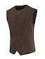 cheap Men's Waistcoat-Men's Corduroy Vest Vest Gilet Daily Outdoor Vintage Spring Fall Pocket Buttons Nylon Comfortable Plain Single Breasted One-button V Neck Regular Fit Black Navy Blue Brown Green Vest
