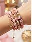 preiswerte Damenarmband-Armbandset im Boho-Stil für Damen aus Acryl und Legierung – verschiedene Farben, Herzanhänger, perfekt für Valentinstag und Alltag