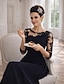 abordables Longueur du plancher-Fourreau Colonne Longueur au sol Robe d'invité de mariage Robe de Cérémonie Robe de soirée Robe de Mère de Mariée  Demi Manches Bijoux Élégant Mère Soirée Formelle Dentelle avec Appliques