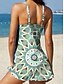 cheap Tankinis-Women's Swimwear Tankini Skirt Swimsuit Halter Elegant Vacation Floral Graphic Plunge Sleeveless Bathing Suits