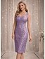baratos Conjuntos de vestidos para mamãe-Duas Peças Terno de vestido Até os Joelhos Vestido de convidada de casamento Vestido Para Mãe dos Noivos Manga 3/4 Decote Princesa Elegante Simples Formal Convidado do casamento Noite Formal com Cor