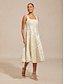 abordables Robe Fleurie-Femmes Robe Midi Robe fourreau Élégant Graphique Sans manches Col carré Champagne