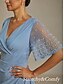 preiswerte Einfaches Kleid-Damen Maxikleid Etui-Kleid Elegant Plissiert Einfarbig Kurzarm Langarm V Ausschnitt Staubiges Blau
