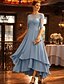 preiswerte Knöchellänge-A-Linie Asymmetrisches Partykleid Cocktailkleid Hochzeitsgastkleid Brautmutterkleid Halbarm Bootsausschnitt Elegant Einfach Formal Hochzeitsgast in einfarbig