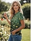 billige Blomster te-Dame T-shirt Trykt mønster Blomstret Grafisk Planter Årgang Stilfuld Klassisk Kortærmet Rund hals Almindelige toppe Daglig Blå Sort og Rød Lysegrøn Marineblå Lilla Sommer