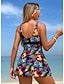 abordables Robes de bain-Femmes Maillots de Bain Tankini 2 pièces Taille haute Maillot de bain Dos nu Vacances Tenues de plage Fleuri Graphique Col en V Sans manches Maillots de bain