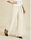 billige Straight-Leg Bukser-Dame Bredt Bukseben Elegant Fuld længde Medium Talje Helfarve Elastisk Talje comfy Elastisk Daglig Arbejde Hverdag Abrikos Sommer Forår Efterår