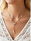 economico Collana da donna-Collana da donna con ciondolo a forma di farfalla in lega di perle finte, delicato design a catena a Y, opzioni color oro e argento, elegante stile minimalista, perfetta per l'uso quotidiano, outfit casual e stratificazione