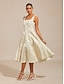 abordables Robe Fleurie-Femmes Robe Midi Robe fourreau Élégant Graphique Sans manches Col carré Champagne