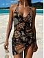 preiswerte Tankinis-Damen Badeanzug Tankini Rock Bademode Elegant Urlaub Blumen Grafik Ärmellos Badeanzüge