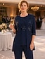preiswerte Hosenanzüge für Mama-Hosenanzug Knöchellanges Brautmutterkleid Halbarm Rundhalsausschnitt Elegant Vintage Formal Hochzeitsgast in einfarbig