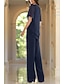 baratos Terninhos de calça da mamãe-Duas Peças Terninho Longo Vestido Para Mãe dos Noivos Manga Curta Gola Redonda Elegante Formal Convidado do casamento Chiffon com Renda Bordado Babados em Cascata