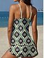 cheap Tankinis-Women's Swimwear Tankini Skirt Swimsuit Halter Elegant Vacation Floral Graphic V Neck Sleeveless Bathing Suits
