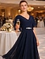economico Lunghezza alla caviglia-Linea ad A Lunghezza Tè Vestito da Festa Abito da Cocktail Abito da invitata a nozze Abito da cerimonia per signora Manica Corta Scollo a V Elegante Formale Ospite di nozze Chiffon Pizzo con