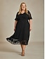 economico Vestiti-Per donna Abito Midi Vestito in Chiffon Elegante Floreale Mezza Manica Scollo a V Nero