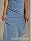 preiswerte Einfaches Kleid-Damen Maxikleid Etui-Kleid Elegant Plissiert Einfarbig Kurzarm Langarm V Ausschnitt Staubiges Blau