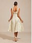 abordables Robe Fleurie-Femmes Robe Midi Robe fourreau Élégant Graphique Sans manches Col carré Champagne