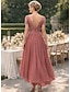 ieftine Lungimea gleznei-Linia -A Asimetric Rochie de petrecere Rochie de Cocktail Rochie pentru invitata de nunta Rochie Mama Miresei Manșon scurt În V Elegant Oficial Invitat la nunta Seară Formală Șifon cu Culoare solida