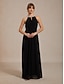abordables Robes en chiffon-Femmes Robe maxi Robe en Chiffon Robe trapèze Robe ajustée et évasée Élégant Épaules dénudées Vacances robe demoiselle d honneur Cocktail Plissé Embelli Coupe régulière Couleur Unie Sans manches Col