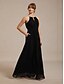 abordables Robes en chiffon-Femmes Robe maxi Robe en Chiffon Robe trapèze Robe ajustée et évasée Élégant Épaules dénudées Vacances robe demoiselle d honneur Cocktail Plissé Embelli Coupe régulière Couleur Unie Sans manches Col