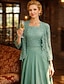 preiswerte Mamas Kleidersets-Kleid Sets Bodenlanges Hochzeitsgastkleid Brautmutterkleid langärmelig quadratischer Ausschnitt eleganter Party einfacher Hochzeitsgast mit einfarbig
