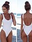 billiga Onesies-Dam Badkläder En bit Hög midja Baddräkt sexig utklippning Slimmande Hög midja Öppen rygg Elegant Aktiv Ensfärgat U-hals Ärmlös Baddräkter