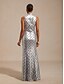 voordelige Jurken met pailletten-Dames Maxi-jurk Schede jurk Elegant Grafisch Mouwloos Opstaand Zilver