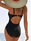 tanie Stroje kąpielowe jednoczęściowe-Kobiety Jednoczęściowy Kostium Kąpielowy Wyszczuplający Z Drutem Leopard Monokini Majtki Kontrola Brzucha Wysoki Stan Slim Bez Pleców Wakacyjny Vintage Graficzny U Neck Bez Rękawów