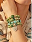 preiswerte Damenarmband-Armbandset im Boho-Stil für Damen aus Acryl und Legierung – verschiedene Farben, Herzanhänger, perfekt für Valentinstag und Alltag