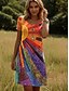 voordelige Kunst &amp; Design Jurk-Dames Mini-jurk T shirt jurk A lijn jurk Zomerjurk Casual Dagelijks Normale pasvorm Grafisch Geometrisch Korte mouw V-hals Ronde hals blauw Zwart Blozend Roze Oranje Zomer Lente