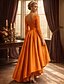 cheap Ankle Length-A-Line Asymmetrical Party Dress Cocktail Dress Wedding Guest Dress Mother of the Bride Dress 3/4 Length Sleeve Jewel Neck Elegant Plus Size High Low Wedding Guest Satin Lace with Sash / Ribbon