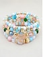 preiswerte Damenarmband-Armbandset im Boho-Stil für Damen aus Acryl und Legierung – verschiedene Farben, Herzanhänger, perfekt für Valentinstag und Alltag