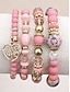 preiswerte Damenarmband-Armbandset im Boho-Stil für Damen aus Acryl und Legierung – verschiedene Farben, Herzanhänger, perfekt für Valentinstag und Alltag