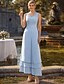 preiswerte Overalls für Mütter-Kleid Sets bodenlang Mutter der Braut Kleid Langarm V-Ausschnitt Elegant Einfach Hochzeitsgast mit Stickerei