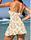 preiswerte Tankinis-Damen Badeanzug Einteiler Rock Bademode Elegant Urlaub Blumen Grafik V Ausschnitt Ärmellos Badeanzüge